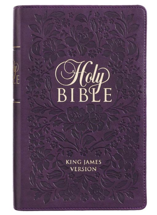 Purple Floral Faux Leather Giant Print Standard-size King James Version Bible with Thumb Index