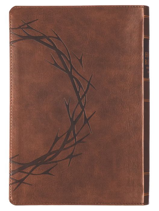 Brown Crown of Thorns Giant Print Full-size King James Version Bible with Thumb Index