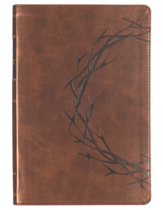 Brown Crown of Thorns Giant Print Full-size King James Version Bible with Thumb Index