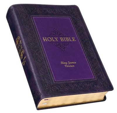 Two-tone Purple Faux Leather Large Print King James Version Study Bible with Thumb Index
