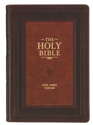 Burgundy and Saddle Tan Faux Leather Large Print King James Version Study Bible with Thumb Index