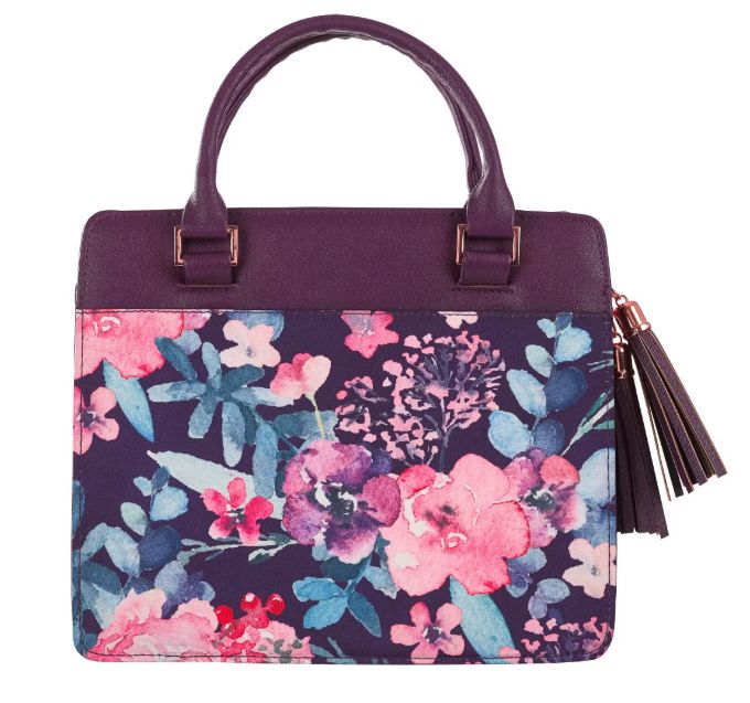 Blessed Purple Floral Faux Leather Purse-style Bible Cover