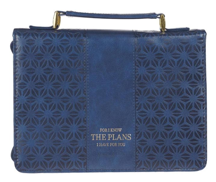 I Know the Plans Blue Faux Leather Fashion Bible Cover - Jeremiah 29:11