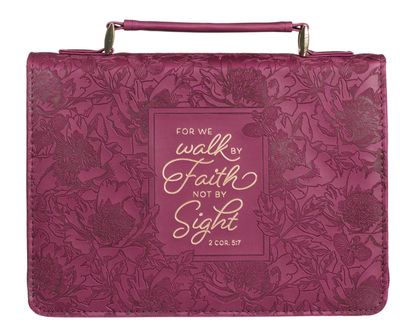 Walk by Faith Ruby Red Faux Leather Fashion Bible Cover - 2 Corinthians 5:7