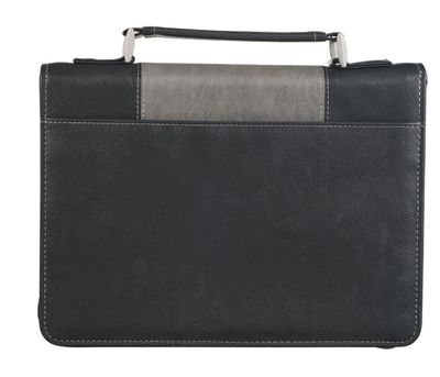 Walk by Faith Black and Gray Faux Leather Classic Bible Cover - 2 Corinthians 5:7
