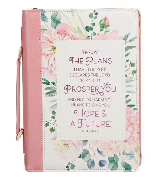 Plans Pink Bouquet Faux Leather Fashion Bible Cover - Jeremiah 29:11