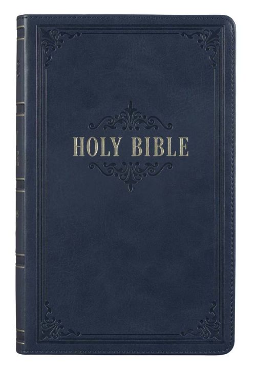 Dark Blue Faux Leather Giant Print Standard-size King James Version Bible with Thumb Index