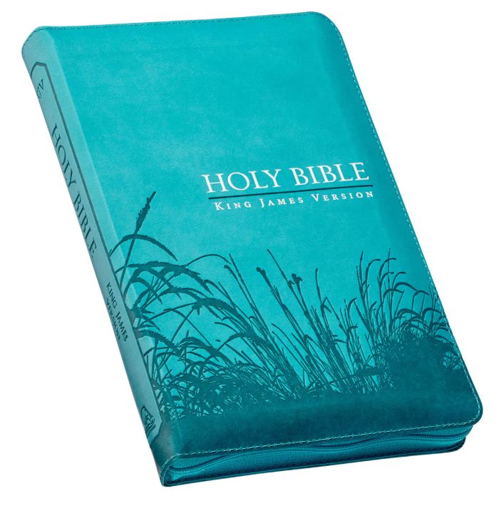 Turquoise Faux Leather King James Version Deluxe Gift Bible with Thumb Index and Zippered Closure