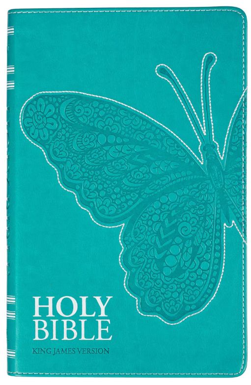 Teal Butterfly Faux Leather King James Version Gift Edition Bible