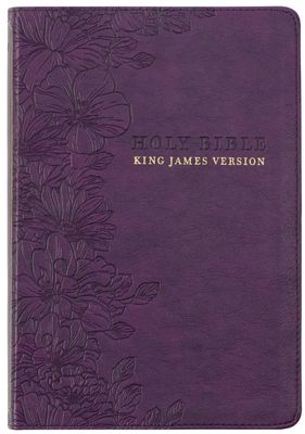 Purple Floral Faux Leather Large Print Thinline King James Version Bible with Thumb Index