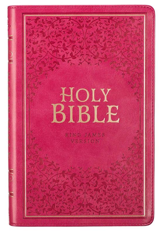 Pink Faux Leather King James Version Deluxe Gift Bible with Thumb Index