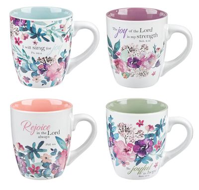 Rejoice Collection Four Piece Ceramic Coffee Mug Set