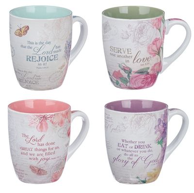 Floral Inspirations Four Piece Coffee Mug Set