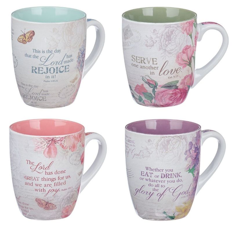 Floral Inspirations Four Piece Coffee Mug Set