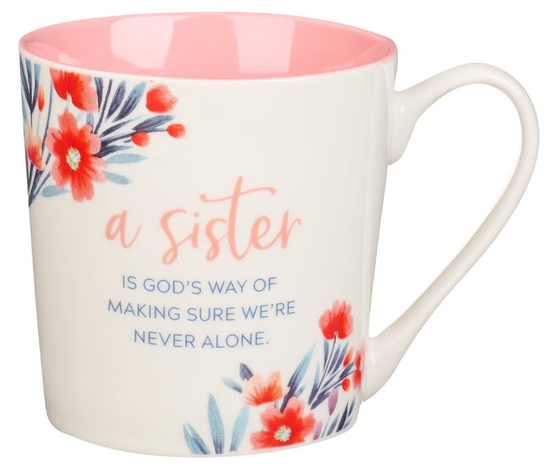 Sister Pink Floral Ceramic Coffee Mug - Proverbs 31:29