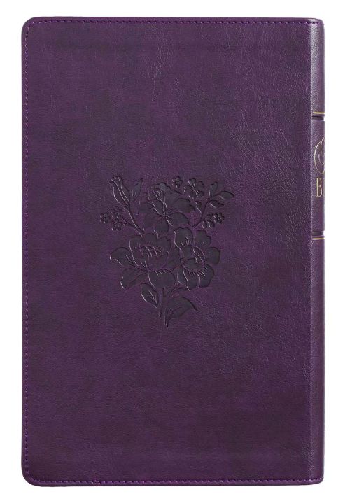 Purple Floral Faux Leather Giant Print Standard-size King James Version Bible with Thumb Index