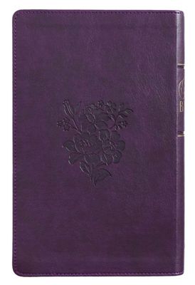 Purple Floral Faux Leather Giant Print Standard-size King James Version Bible with Thumb Index