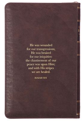 Crown of Thorns Two-tone Brown Faux Leather King James Version Deluxe Gift Bible with Thumb Index and Zipper Closure