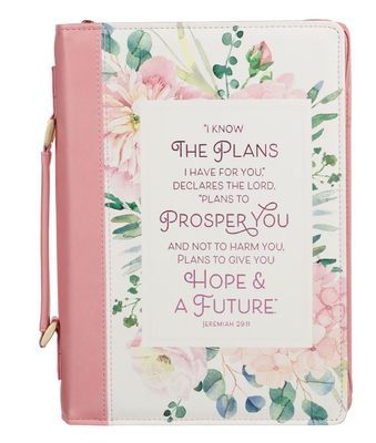 Plans Pink Bouquet Faux Leather Fashion Bible Cover - Jeremiah 29:11