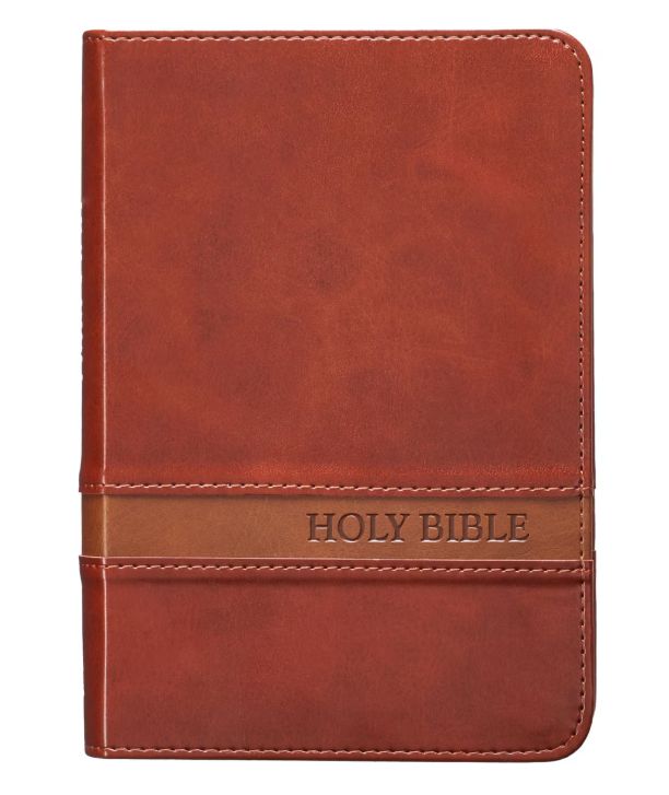 Two-tone Brown Faux Leather Large Print Compact King James Version Bible