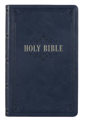 Dark Blue Faux Leather Giant Print Standard-size King James Version Bible with Thumb Index