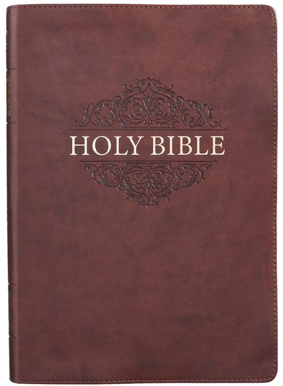Chestnut Brown Faux Leather Super Giant Print King James Version Bible with Thumb Index