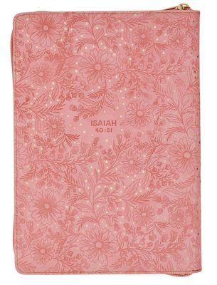 Trust Pink Floral Faux leather Classic Journal with Zipper Closure - Isaiah 40:31