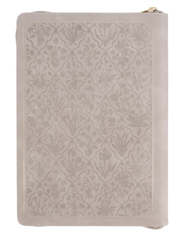Sufficient Grace Taupe Faux Leather Classic Journal with Zipper Closure - 2 Cor 12:9