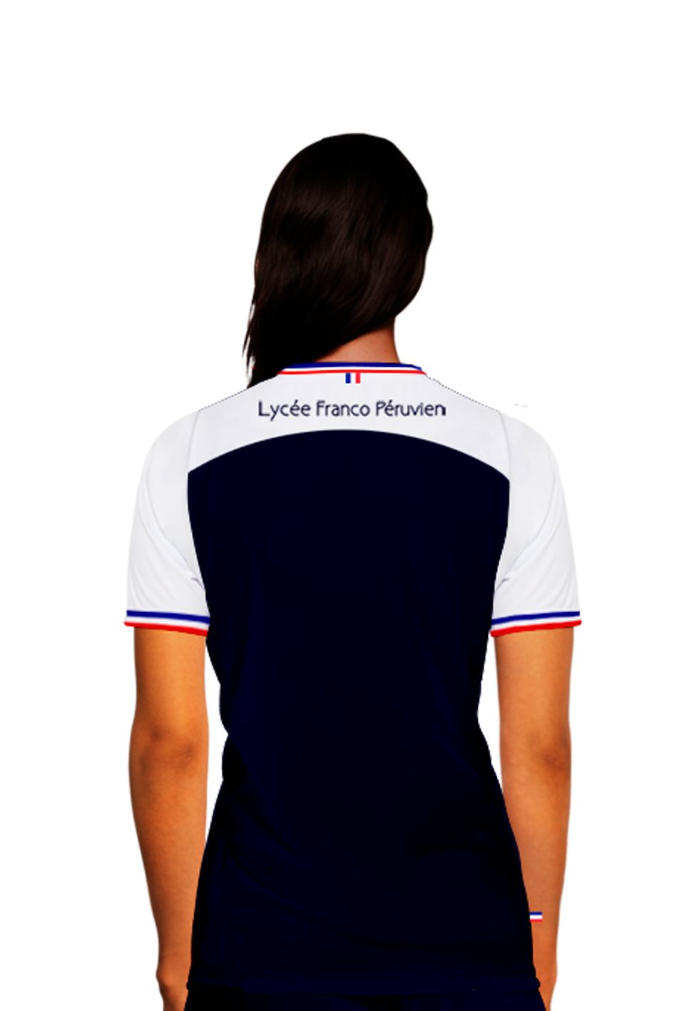 Maillot/Polo - Bleu marine et blanc - 100% microfibres polyester - Femme/Mujer