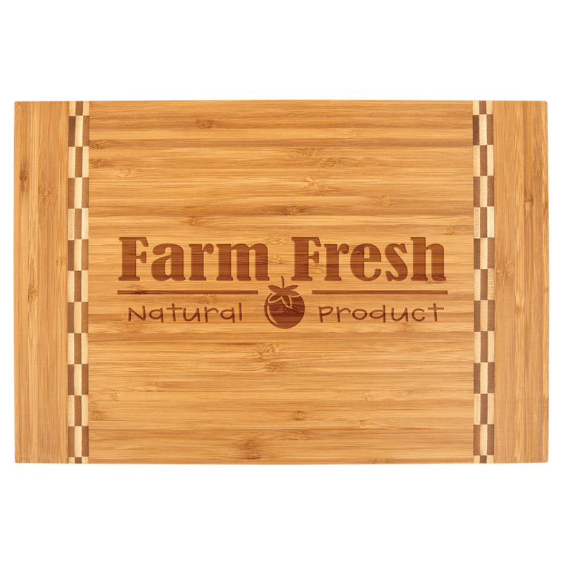 Bamboo Cutting Board with Butcher Block Inlay 15&quot; x 10 1/4&quot;