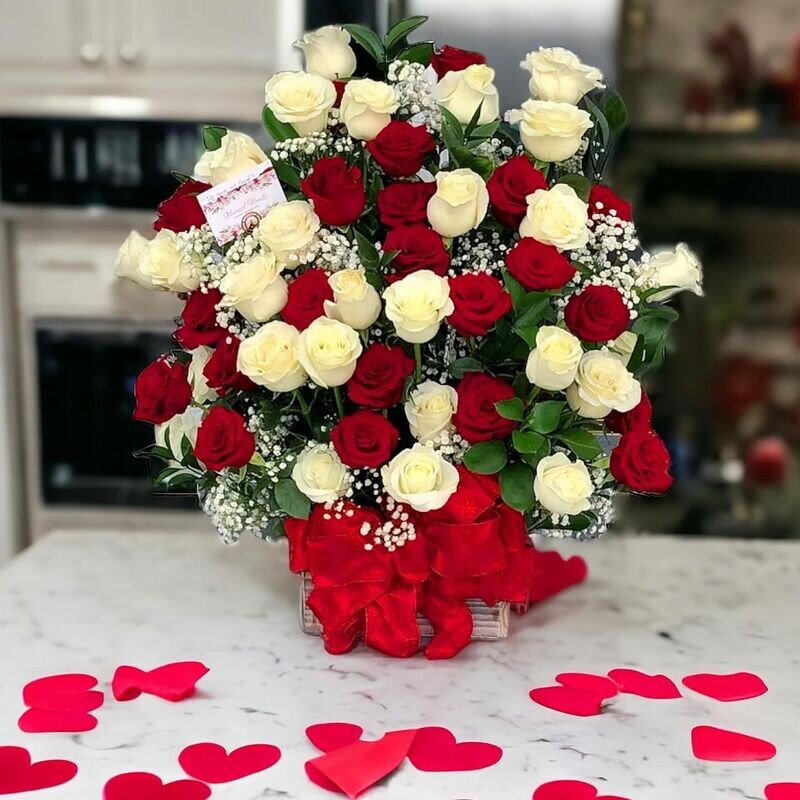 Red and White Rose Bouquet
