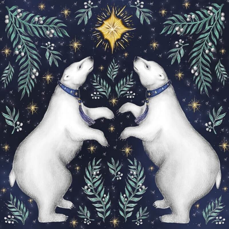 Dancing Polar Bears Greetings Card (Pack 5)