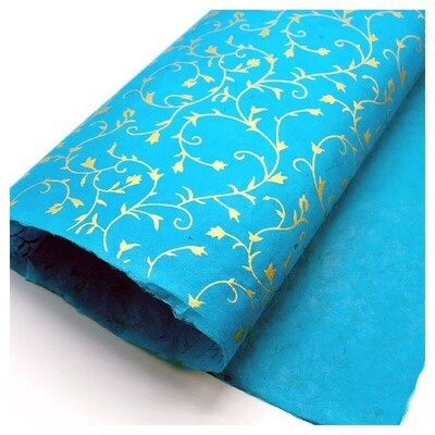 Lokta Turquoise Floral Wrapping Paper