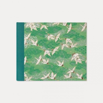 PH Large Landscape Photograph Album / 30 Ivory Leaves Silver Cranes/Green (3)