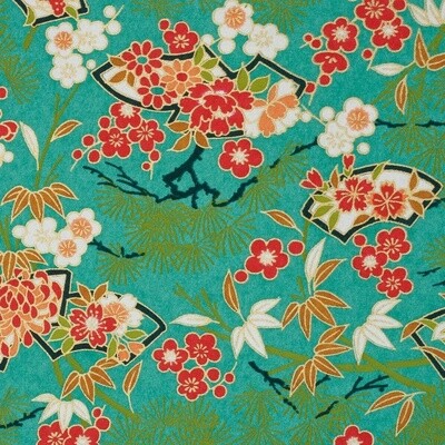 GW Esmie Silk Screen Wrap - Half Sheet Orange blossom / teal (12)