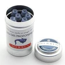 RE Herbin Cartridges Box 6 Bleu des PRof