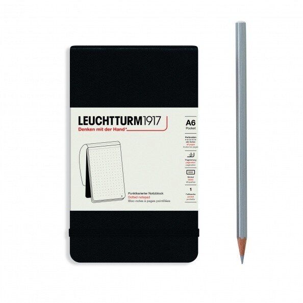 NB Black Notepad Pkt A6 184 p dotted
