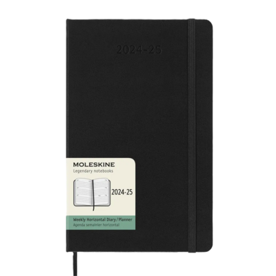 DI Moleskine 2025 18-Month Weekly Horizontal Large Hardcover Notebook: Black
