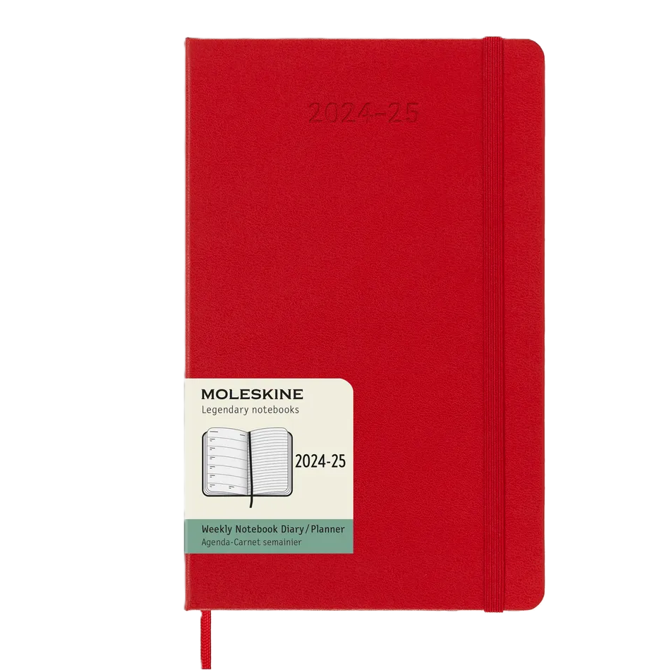 DI Moleskine 2025 18-Month Weekly Large Hardcover Notebook: Scarlet Red
