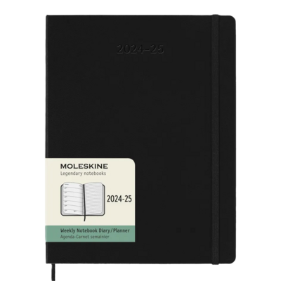 DI Moleskine 2025 18-Month Weekly XL Hardcover Notebook: Black