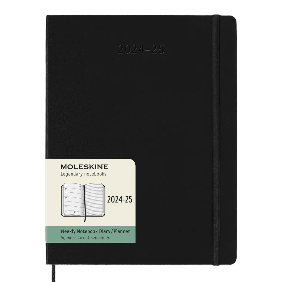 DI Moleskine 2025 18-Month Weekly XL Softcover Notebook: Black