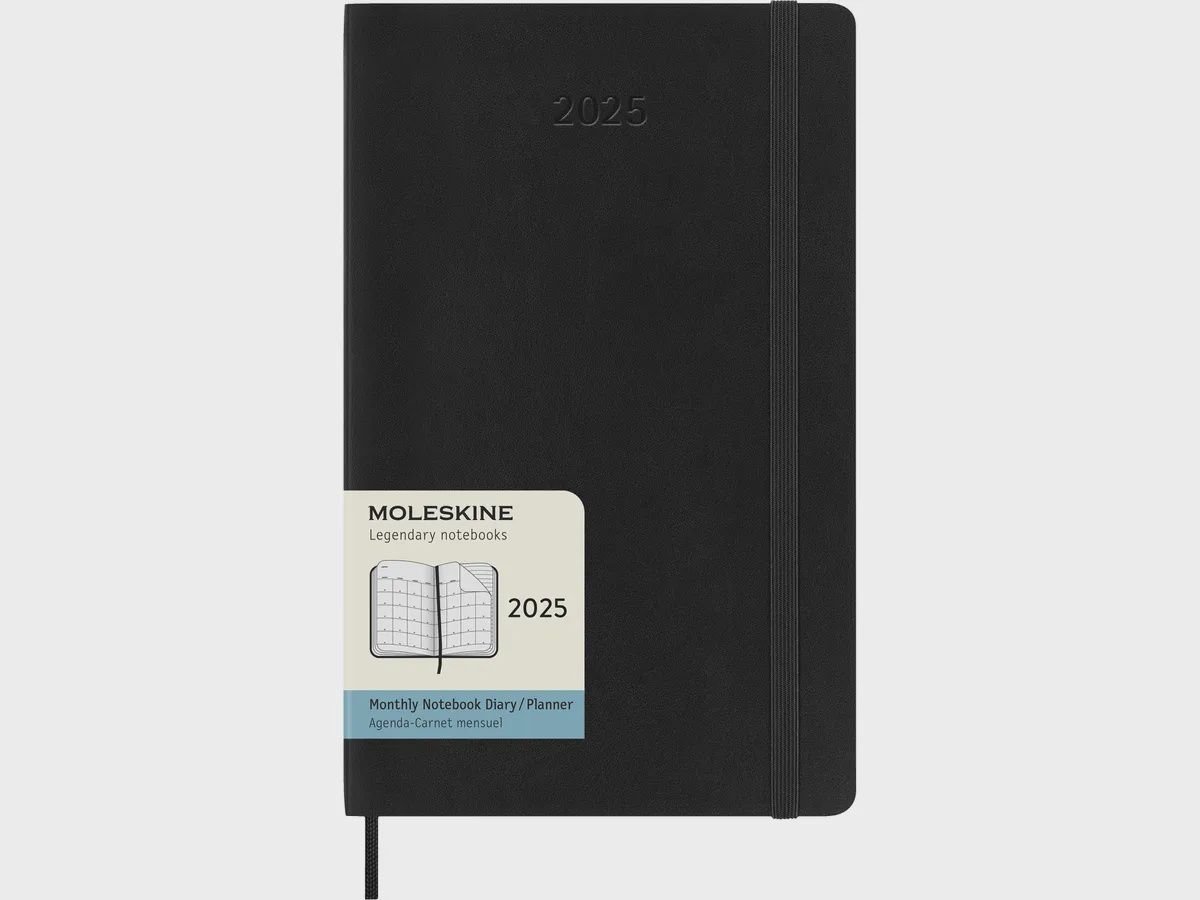 DI 2025 12-Month Monthly Large Softcover Notebook: Black