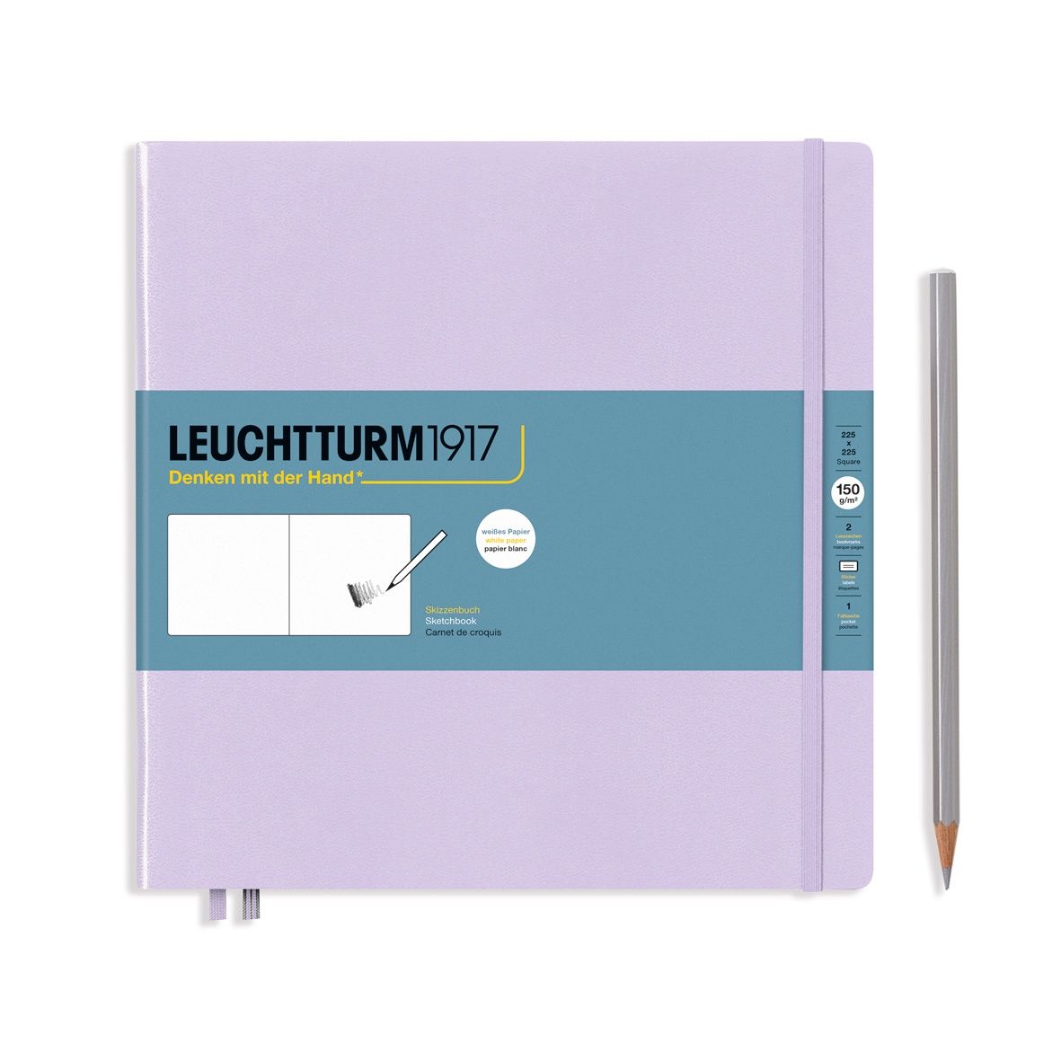 NB Leuchtturm Sketch Pads - Various Colours &amp; Sizes, Book Size: Square, COLOUR: Lilac