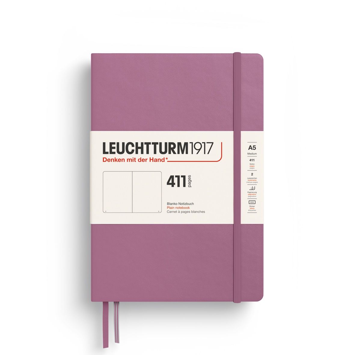 NB A5 Leuchtturm 411 Medium, COLOUR: Dusty Rose, FINISH: Plain