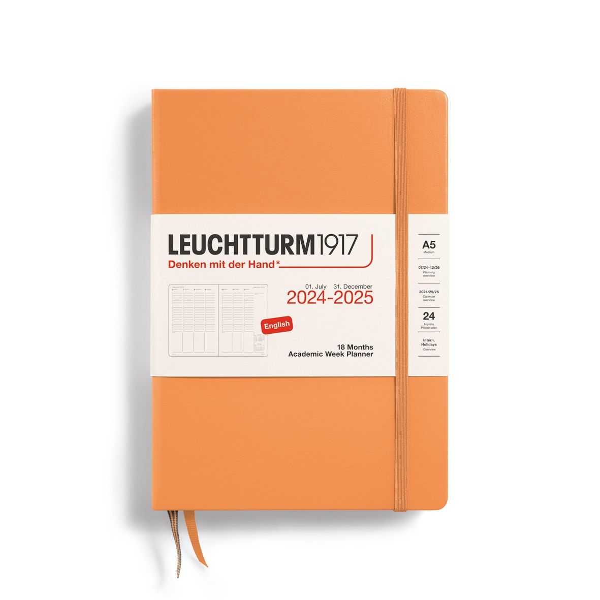 DI Apricot, Academic Week Planner Medium (A5), 18 months, 2024-25, English