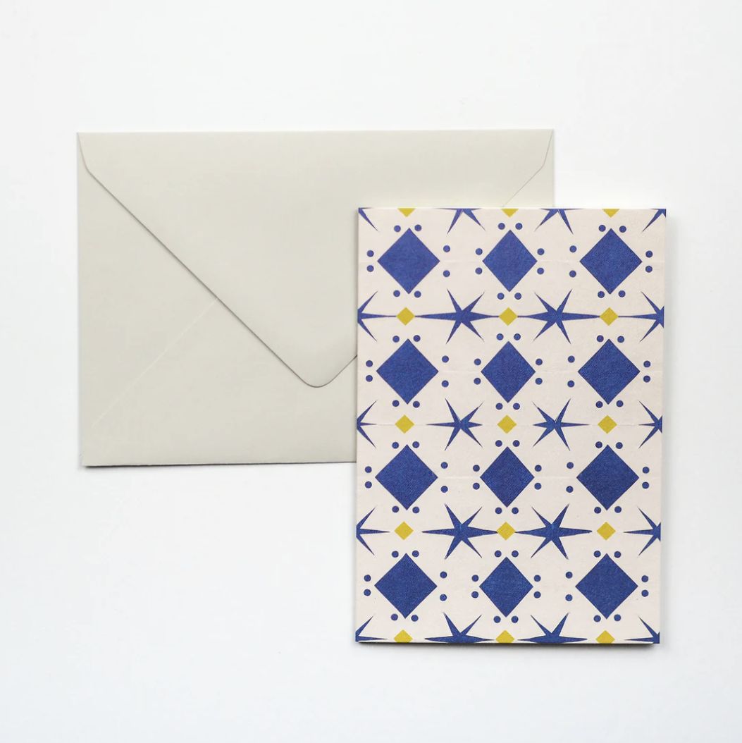 GC Blue Papercut Pattern Greetings Card
