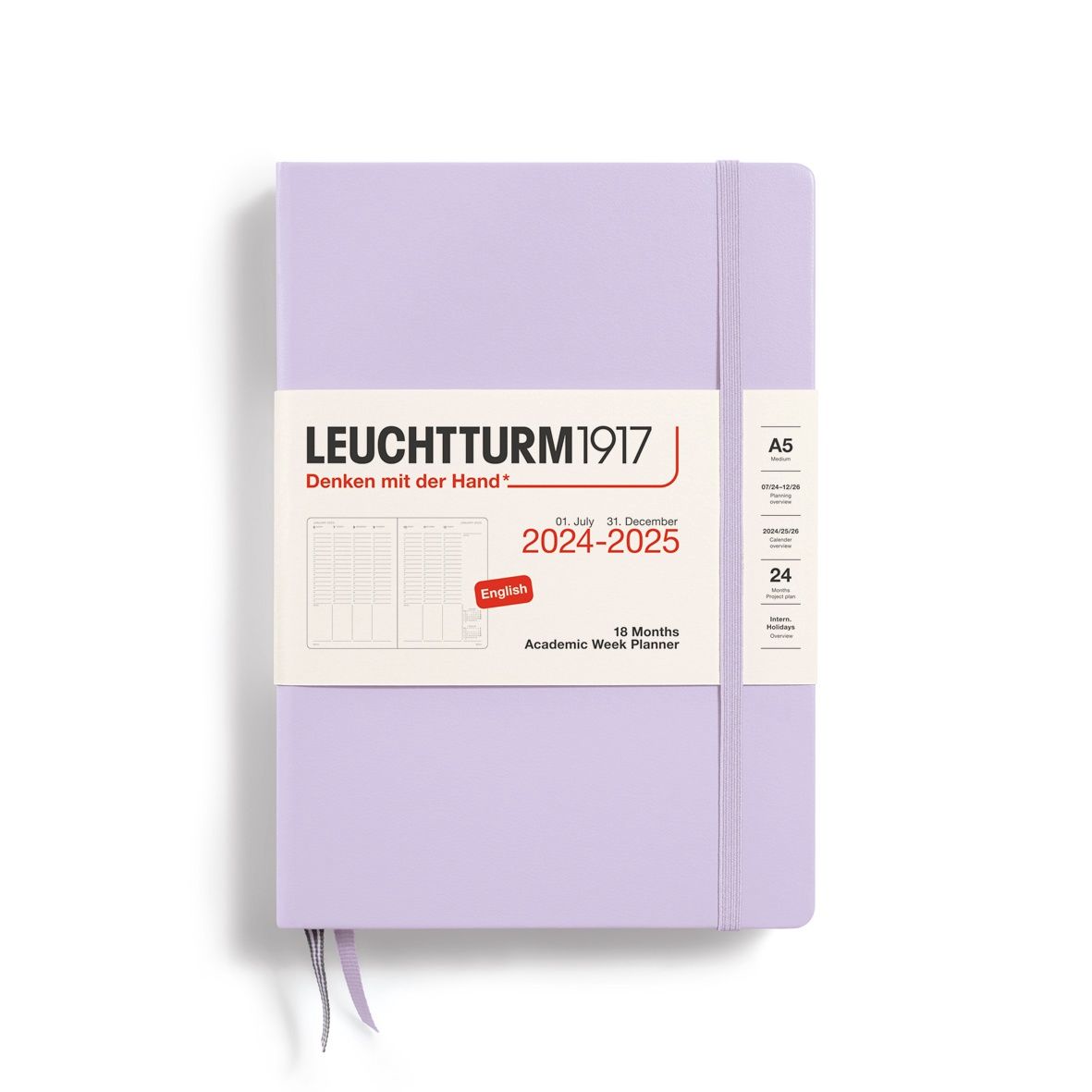 DI Lilac, Academic Week Planner Medium (A5), 18 months, 2024-25, English