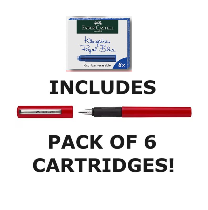 FP School Fountain Pen - Red - 6 free cartridges