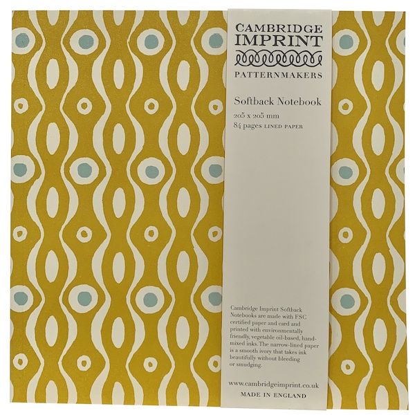 NB Square Notebook with Lined Paper in Persephone Mustard and Pale Turquoise
