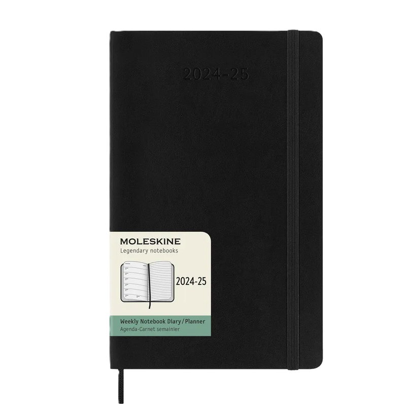 DI Moleskine 2025 18-Month Weekly Large Softcover Notebook: Black